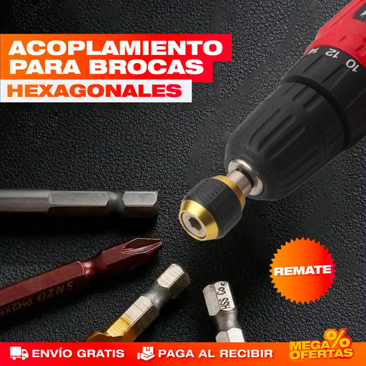 Acople Adaptador Hexagonal con Cambio Rápido para Brocas – Cambia de Broca en 1 Segundo Sin Detenerte
