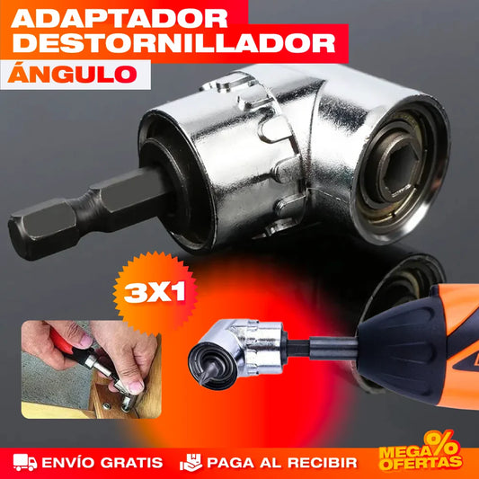 Adaptador de Ángulo Recto para Destornillador – Atornilla en Rincones Imposibles · 3x1
