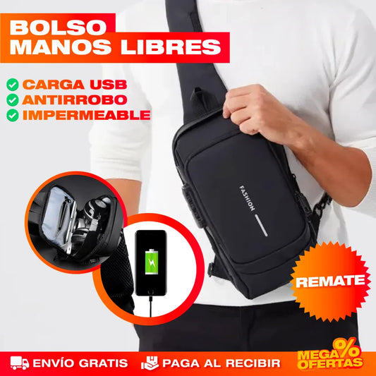 Bolso Manos Libres Antirrobo con Carga USB Impermeable – Anda Seguro y con el Celular Siempre Cargado