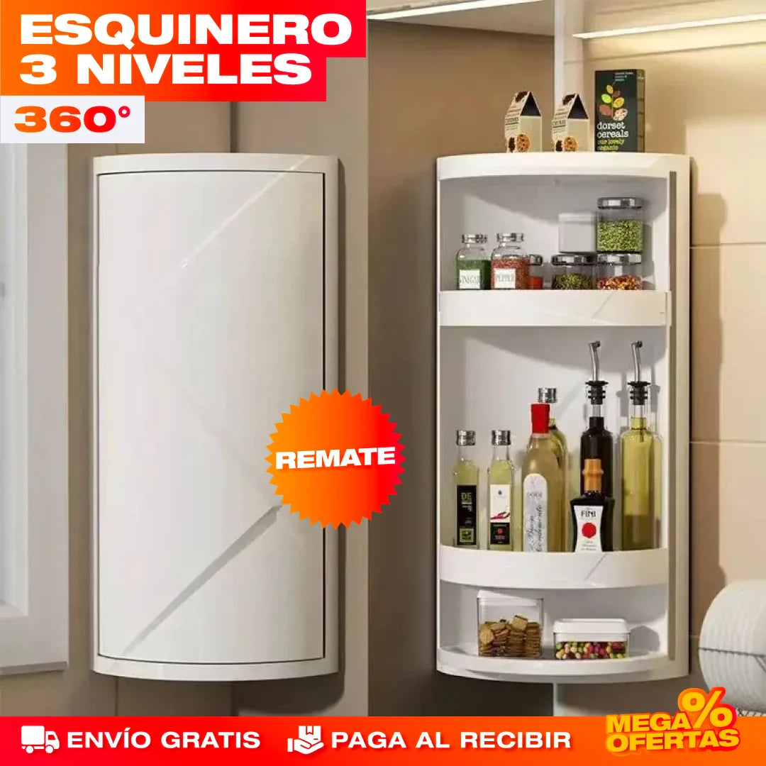 Esquinero Organizador Giratorio 360° – Aprovecha la Esquina Muerta del Mesón · Liquidación