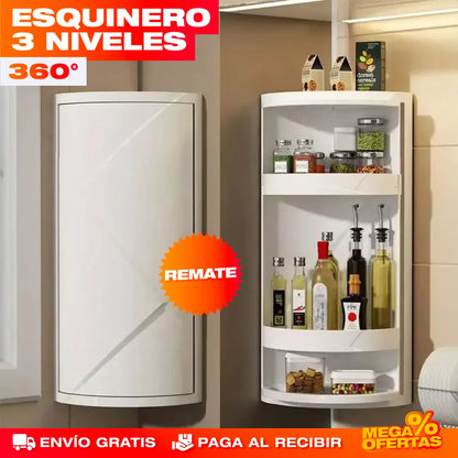 Esquinero Organizador Giratorio 360° – Aprovecha la Esquina Muerta del Mesón · Liquidación