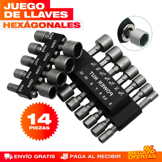 Boquillas de Llaves Hexagonales – Aprieta Cualquier Tuerca Sin Buscar la Medida · Set x14