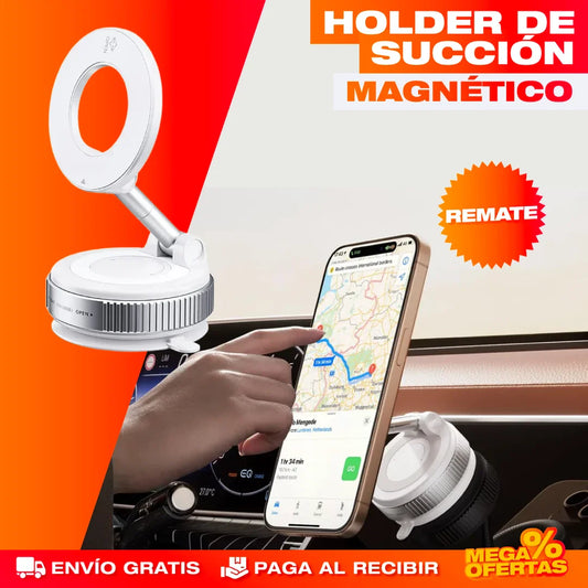 Soporte Magnético para Teléfono con Succión – Tu GPS Siempre a la Vista Mientras Manejas
