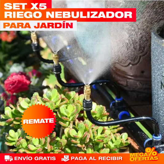 Riego Nebulizador para Jardín – Riega Parejo Sin Mojarte ni Desperdiciar Agua · Set x5