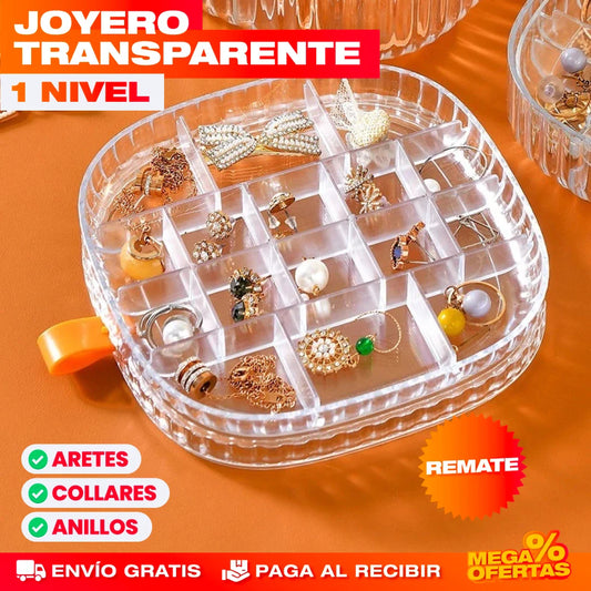 Joyero Transparente de 1 Nivel – Tus Joyas a la Vista y Sin Enredos