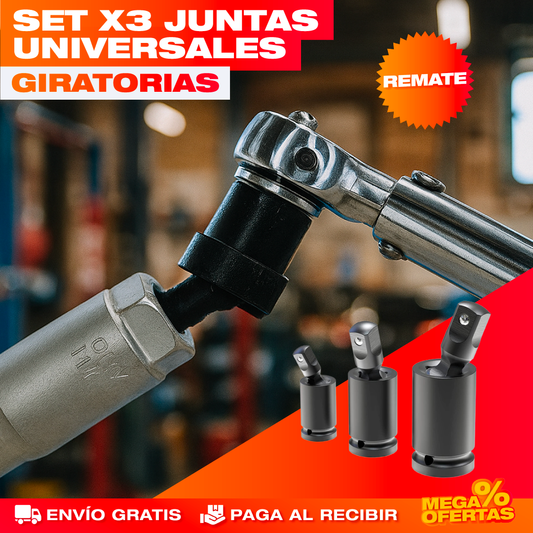 Juntas Universales Giratorias – Llega a los Tornillos Imposibles Sin Perder Torque · Set x3
