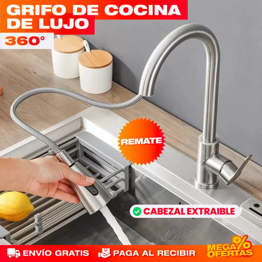 Grifo Extensible de Cocina de Lujo 360° – Llega a Cada Rincón del Lavaplatos