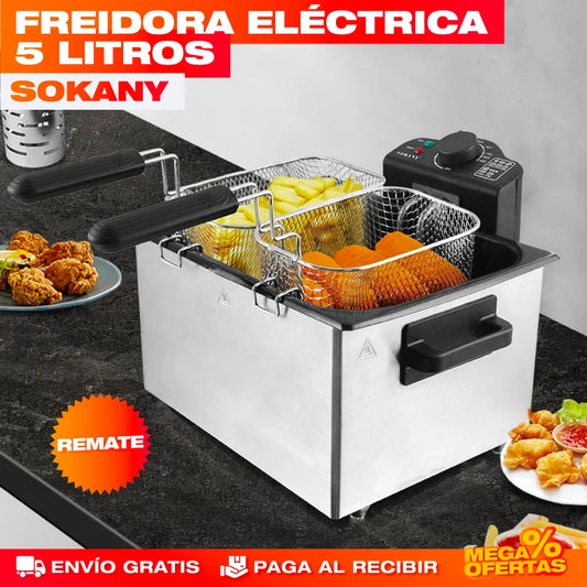 Freidora Eléctrica Sokany 5 Litros – Fríe Crocante Sin Aceite y Sin Humo