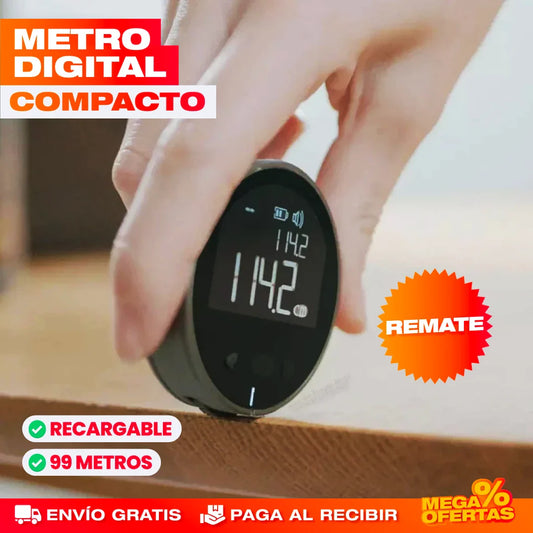 Metro Digital Compacto Recargable – Mide Exacto Sin Cinta ni Cuentas