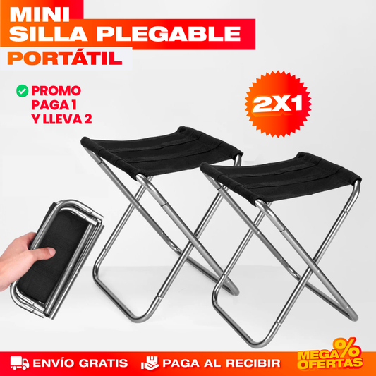 Mini Silla Plegable – Siéntate Donde Sea y Guárdala Plana · 2x1