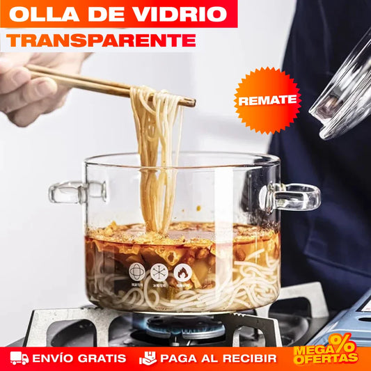 Olla de Vidrio Transparente – Cocina Sano y Ve la Comida Sin Destapar