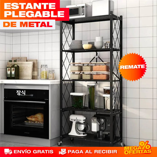 Estante Organizador Plegable de Metal – Más Espacio de Guardado Sin Taladrar · 5 Pisos