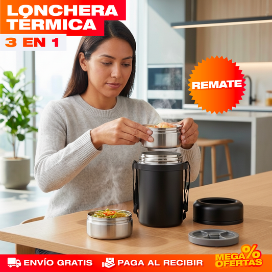 Lonchera Térmica 3 en 1 de Acero Inoxidable – Tu Almuerzo Caliente Hasta la Hora de Comer