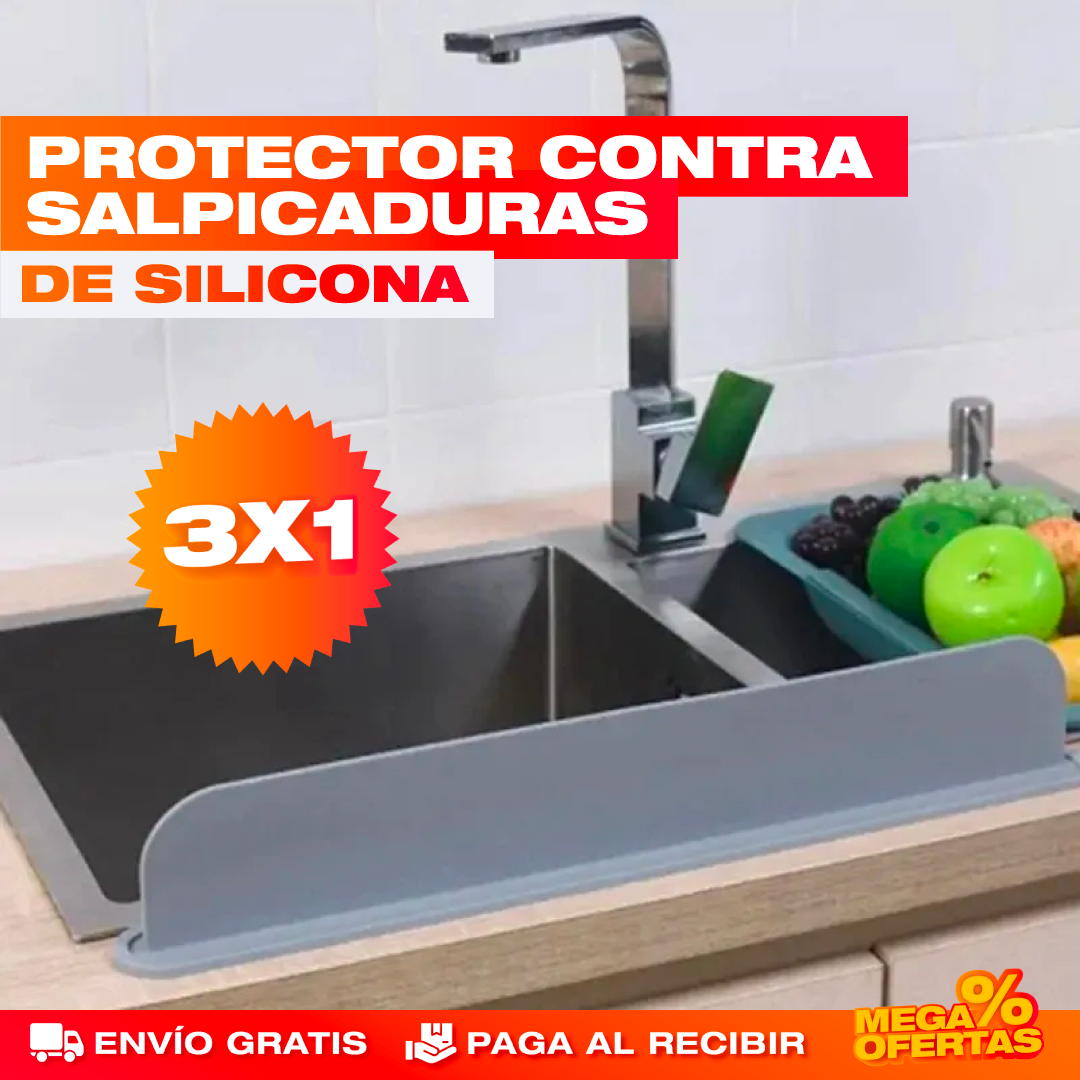 Promo 3x1 Protector contra Salpicaduras de Silicona – Lava Sin Salpicar Agua por Todo Lado