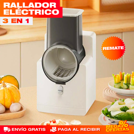 Rallador de Verduras Eléctrico 3 en 1 – Ralla y Pica en Segundos Sin Esfuerzo
