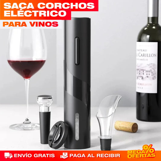 Sacacorchos Eléctrico Profesional 3 en 1 – Abre el Vino en Segundos con un Botón
