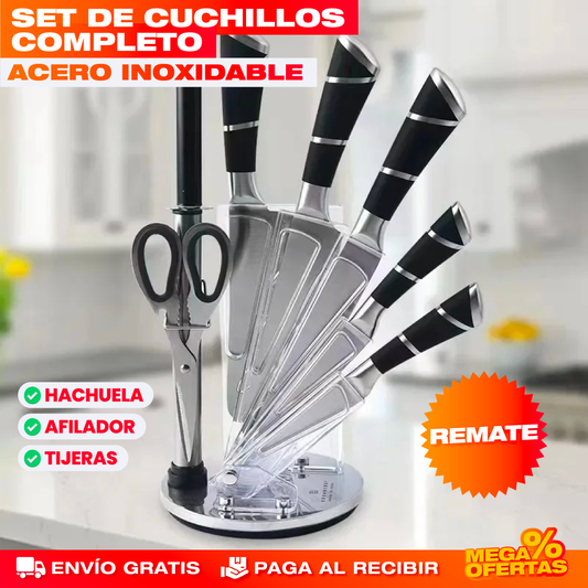 Set Cuchillos de Cocina de Acero Inoxidable – Corta Fácil y Parejo en Cada Comida