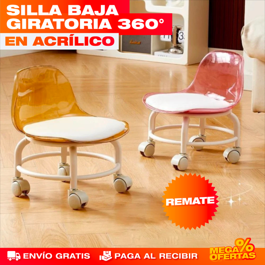 Silla Baja Giratoria 360° en Acrílico para Niños y Adultos