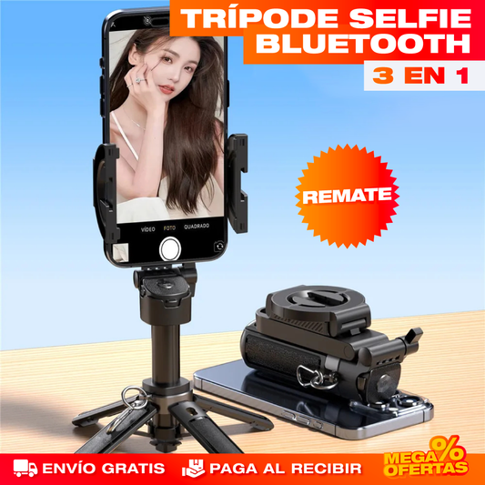 Trípode Selfie Bluetooth 3 en 1 – Fotos y Videos Estables Sin Ayuda de Nadie