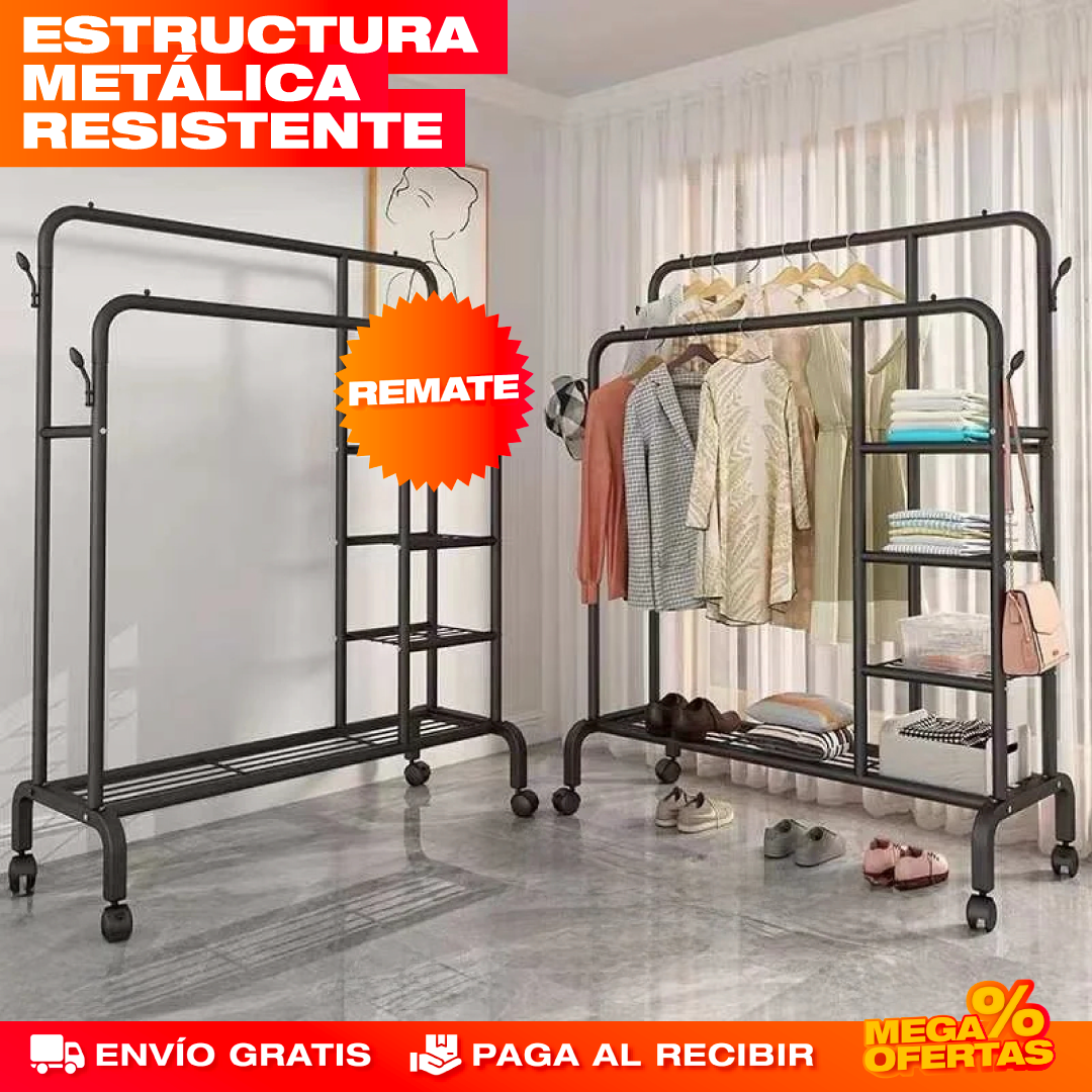 ESTANTE PERCHERO DOBLE – Organizador de Ropa y Zapatos | Más Espacio, Más Orden