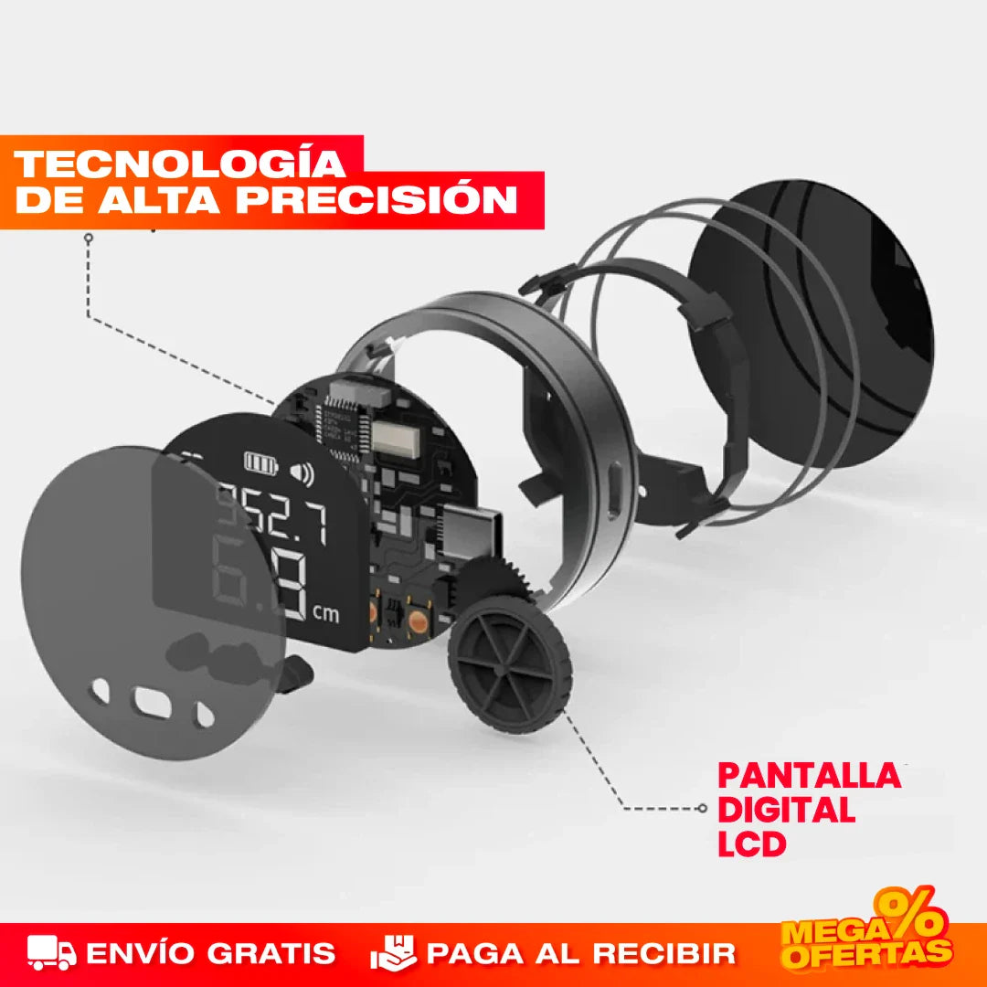 Metro Digital Compacto Recargable – Mide Exacto Sin Cinta ni Cuentas
