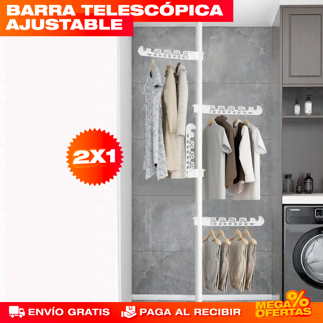 2 Tendero y Perchero Vertical Ajustable – Seca y Organiza tu Ropa Sin Ocupar Espacio