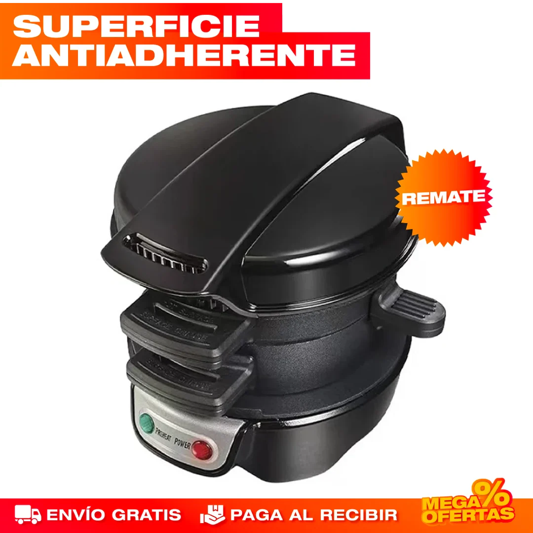 Máquina para Hamburguesas y Desayunos 3 en 1 – Desayuno Completo Sin Ensuciar la Cocina