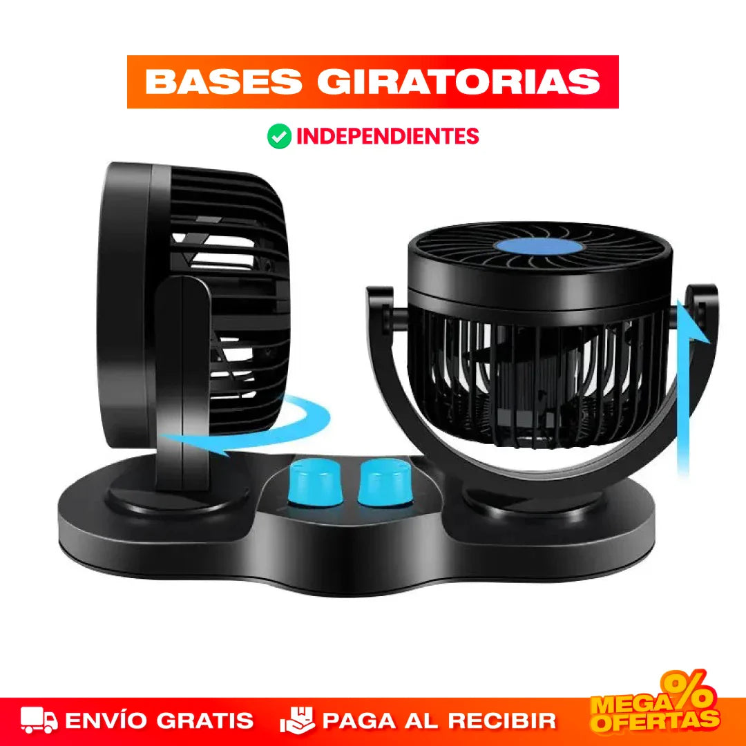 Ventilador de Doble Cabeza para Carro – Aire Fresco Adelante y Atrás en tu Carro