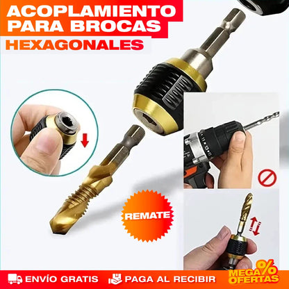 Acople Adaptador Hexagonal con Cambio Rápido para Brocas – Cambia de Broca en 1 Segundo Sin Detenerte