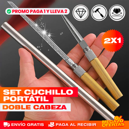 Cuchillo Multiusos de Doble Cabeza – Dos Cortes en un Solo Cuchillo · 2 Sets