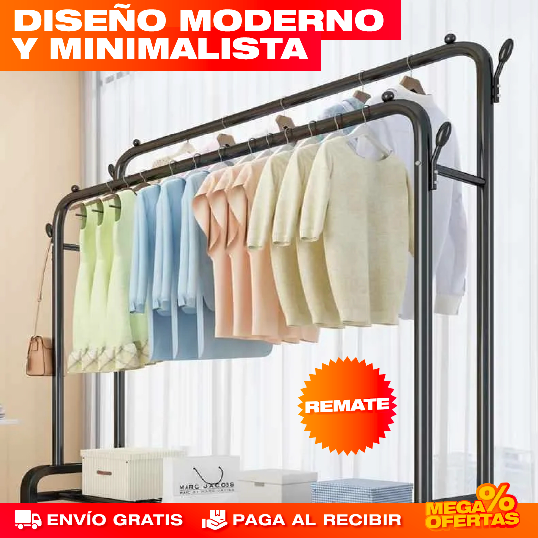 ESTANTE PERCHERO DOBLE – Organizador de Ropa y Zapatos | Más Espacio, Más Orden
