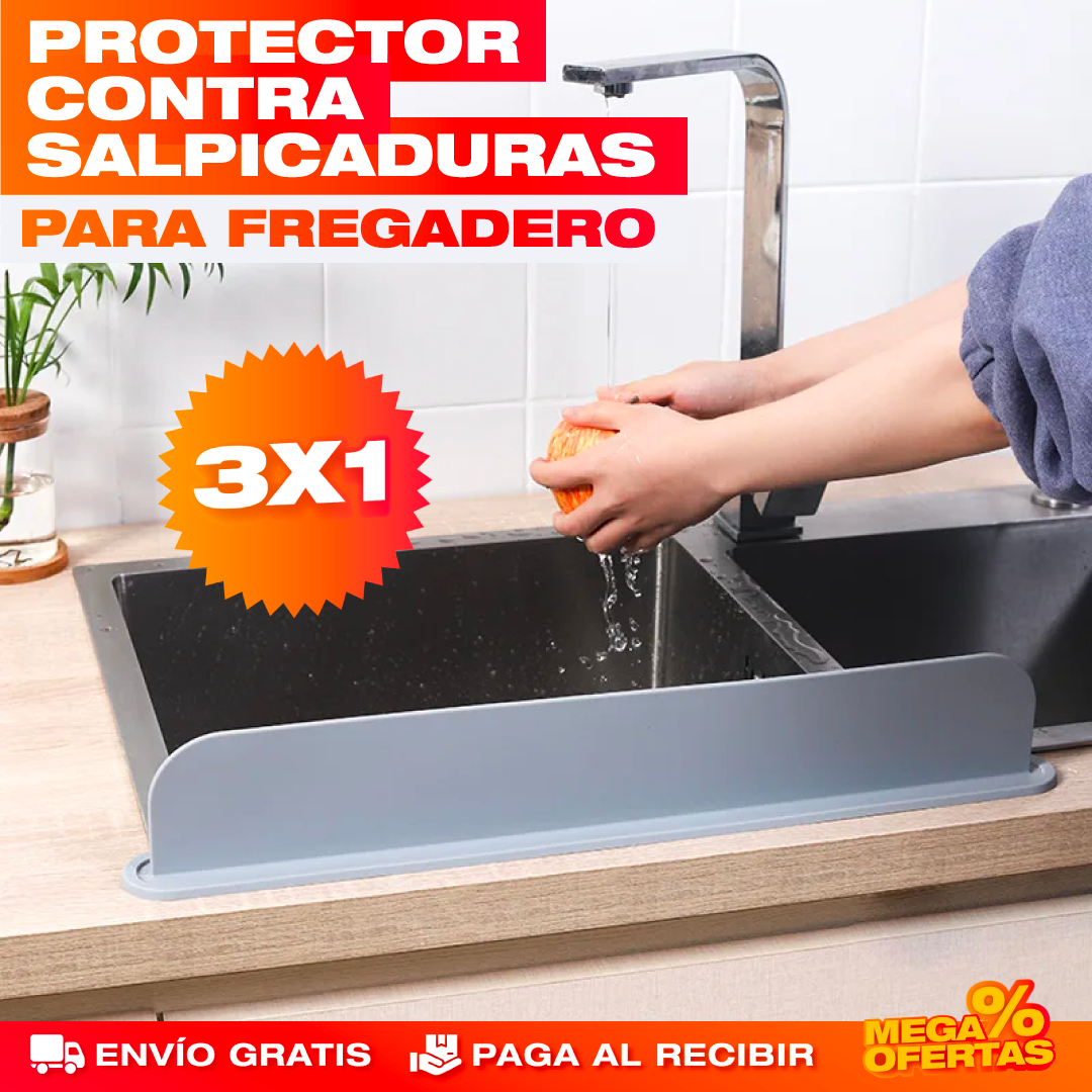 Promo 3x1 Protector contra Salpicaduras de Silicona – Lava Sin Salpicar Agua por Todo Lado