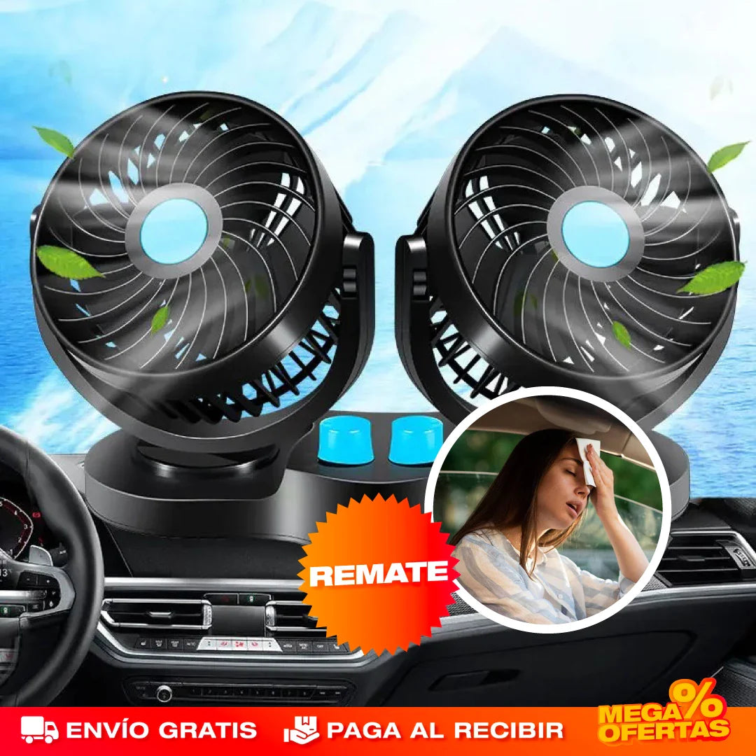 Ventilador de Doble Cabeza para Carro – Aire Fresco Adelante y Atrás en tu Carro