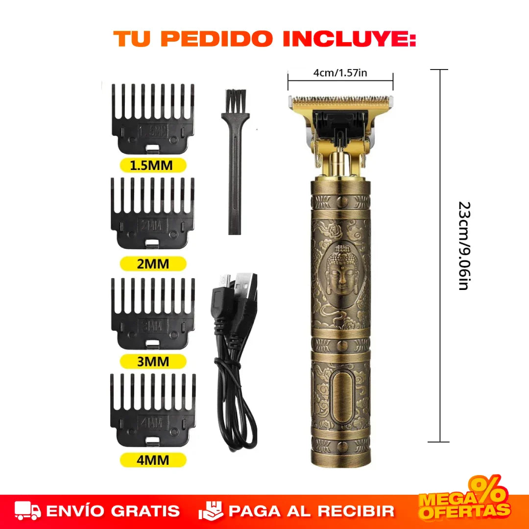 Máquina Barbera Buda Trimmer® Profesional Recargable – Corte de Barbería en tu Casa, Sin Cables