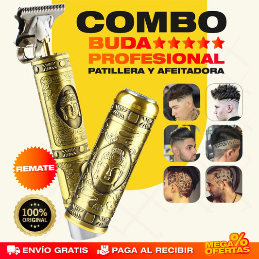Combo Patillera y Afeitadora Profesional Buda – Corte y Afeitado de Barbería en tu Casa
