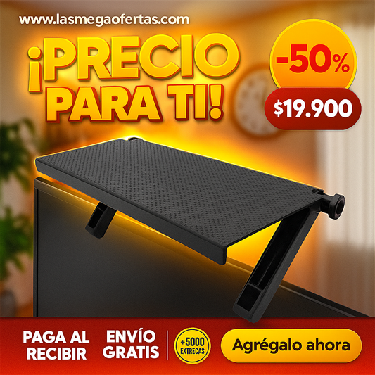 Soporte TV de Mesa, Repisa y Módem Multifuncional – Despeja el Mueble y Esconde los Cables