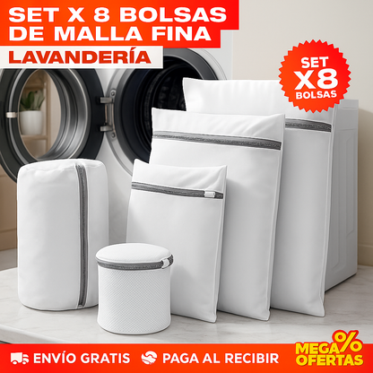 Bolsas de Malla Fina para Lavandería – Protege tu Ropa Delicada en la Lavadora · Set x8