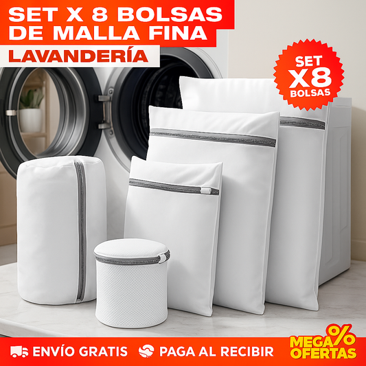 Bolsas de Malla Fina para Lavandería – Protege tu Ropa Delicada en la Lavadora · Set x8
