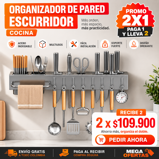 Organizador Escurridor de Cubiertos – Cubiertos Secos y a la Mano Sin Ocupar Cajón · 2x1