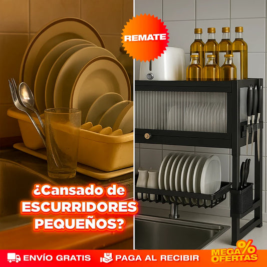DryBox™ – Organizador Escurridor de Platos Grande de 2 Niveles