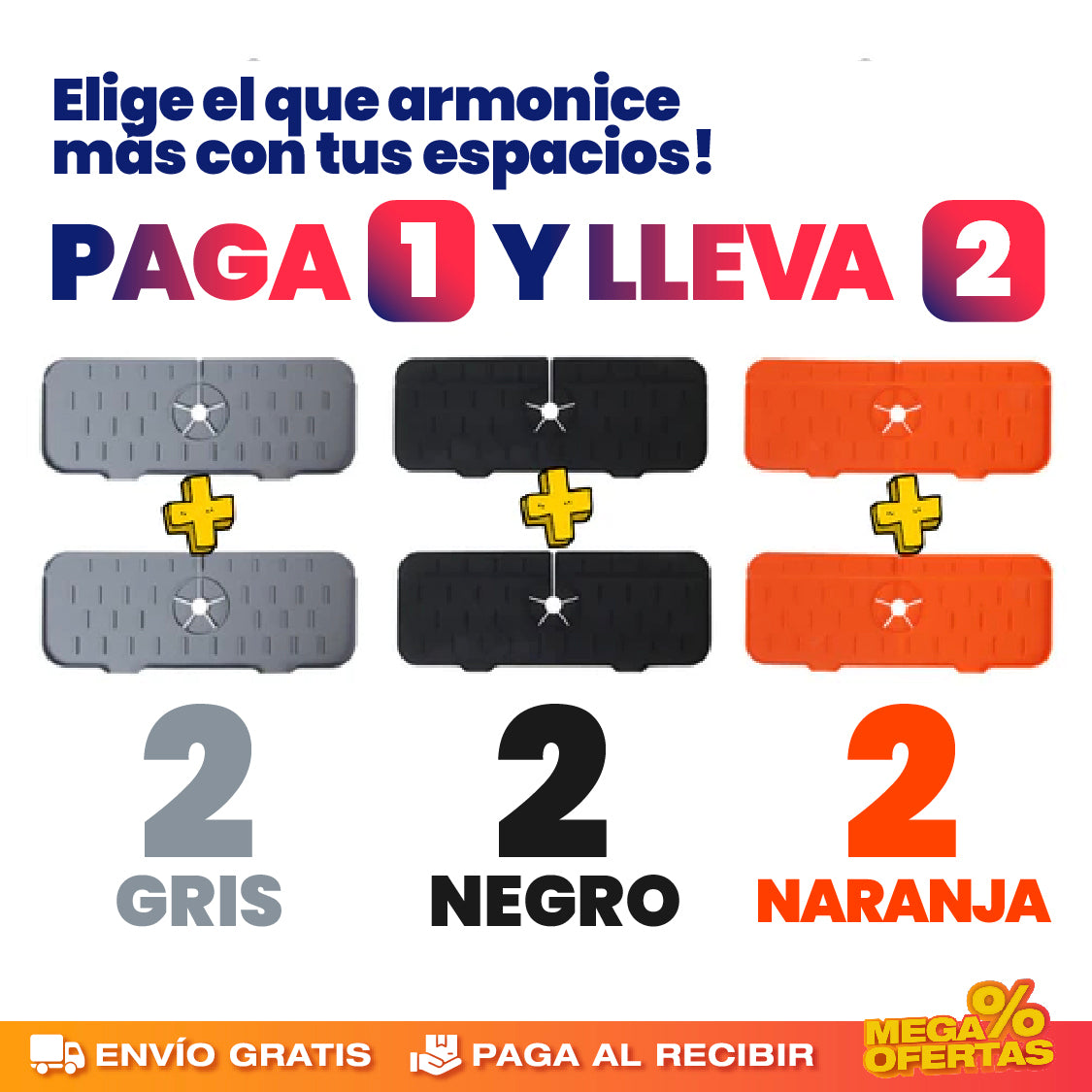 2 Alfombrillas de Silicona Absorbente – Mesón Seco Sin Charcos Alrededor del Grifo · 2x1