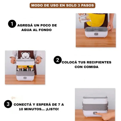 Lonchera Vaporera Eléctrica Portátil - Tu comida caliente en cualquier lucar