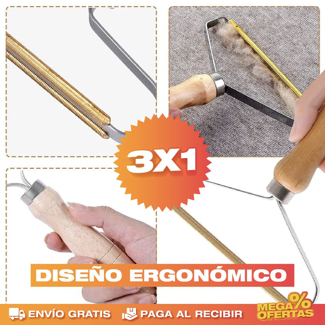 3 Cepillos Mágico Removedor – Quita Pelos y Pelusas de Ropa y Muebles · 3x1