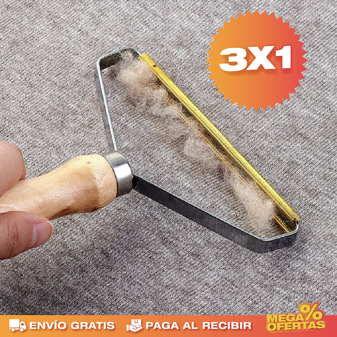 3 Cepillos Mágico Removedor – Quita Pelos y Pelusas de Ropa y Muebles · 3x1