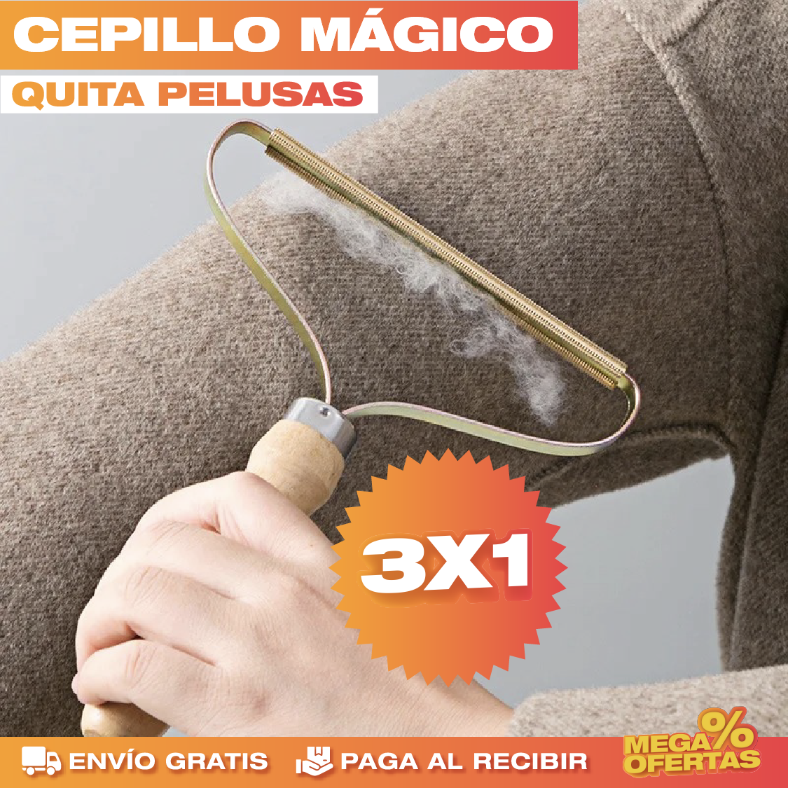 3 Cepillos Mágico Removedor – Quita Pelos y Pelusas de Ropa y Muebles · 3x1
