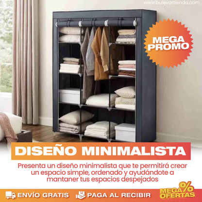 Closet Portátil de 3 Compartimientos – Guarda Toda tu Ropa Sin Closet de Obra · Tamaño Grande