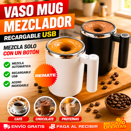 Vaso Mug Mezclador Recargable – Adiós a los Grumos: Mezcla Perfecta en Segundos