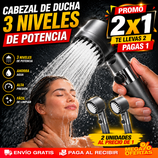 PROMO X2 Cabezal de Ducha Potente y Ahorrador – Más Presión y Menos Factura de Agua