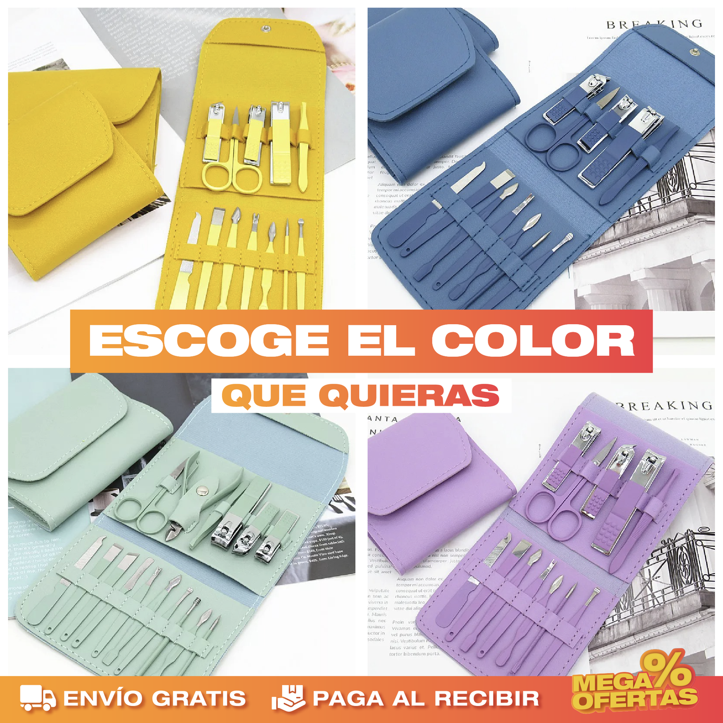 Set de Cortaúñas Profesional para Manicura y Pedicura – Uñas Perfectas en Casa Sin Ir al Salón · 2x1