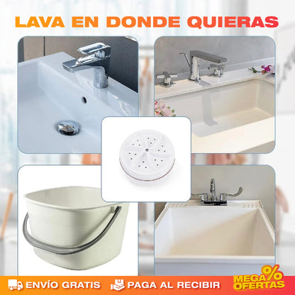 Mini Lavadora Portátil Ultra Rápida – Lava Ropa Pequeña Donde No Hay Lavadora · 2x1